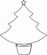 Tree Christmas Outline Clipart Plain Colour Clip Xmas Library sketch template