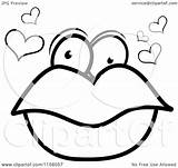 Lips Pair Eyes Cartoon Hearts Clipart Cory Thoman Outlined Coloring Vector 2021 Clipartof sketch template
