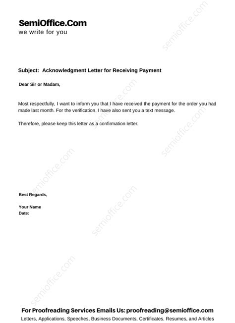 acknowledgment letter  receiving payment cheque semiofficecom