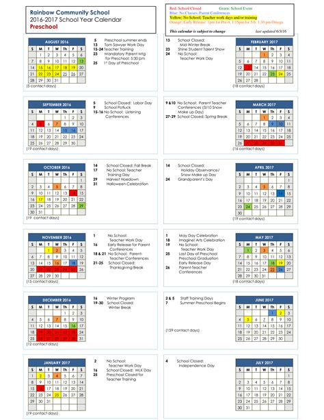 preschool year calendar templates  allbusinesstemplatescom