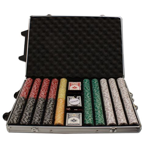 coin inlay poker chip set   rolling aluminum case csci rc