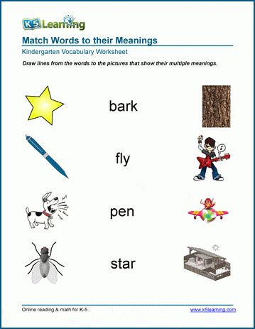 homonyms worksheet   learning vocabulary exercises
