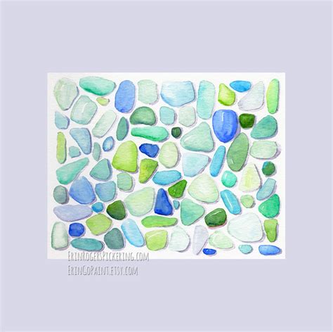 Sea Glass 8x10 Fine Art Print Of Watercolor Painting