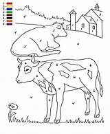 Nummer Farm Boerderij Kleur Kleurplaten Kleuren Zahl Nummers Animaatjes Xcolorings Cows Kleurplaatjes sketch template