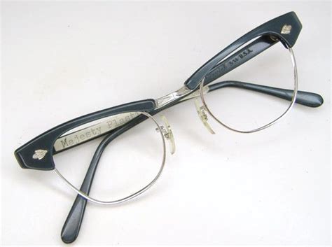 vintage 50s slate blue horn rim cat eye eyeglasses frame never etsy