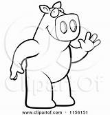 Pig Standing Waving Clipart Cartoon Hind Friendly Legs His Thoman Cory Vector Outlined Coloring Royalty 2021 sketch template