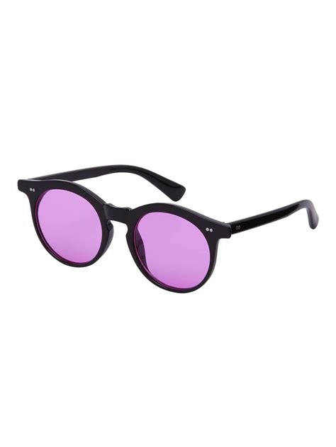 Purple Lenses Round Sunglasses Romwe