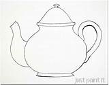 Teapot Tea Coloring Templates Teacup Painting Drawing Pages Cups Simple Cup Book Pattern Embroidery Applique Step Template Clipart Paper Designs sketch template