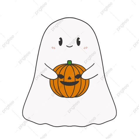 pumpkin ghost white transparent cute ghost holding pumpkin