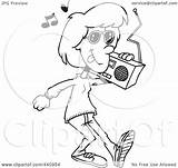 Boom Carrying Box Woman Toonaday Royalty Outline Illustration Cartoon Rf Clip sketch template