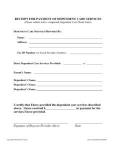 dependent care blank receipt form admin america