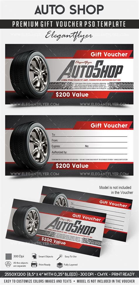 awesome auto shop premium gift certificate psd template