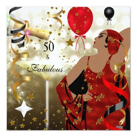 50th fifty birthday party glamorous lady fabulous card zazzle