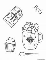 Coloring Winter Pages Chocolate Hot Kids Printables sketch template