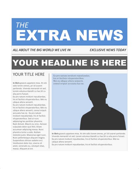 newspaper front page samples sample templates