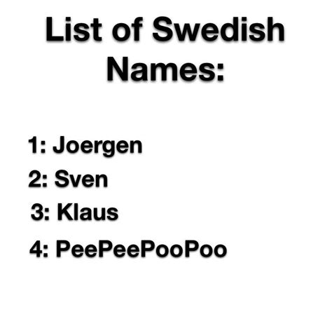 List Of Swedish Names R Pewdiepiesubmissions