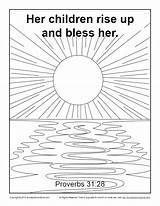 Coloring Bless Her Children Rise Bible Description sketch template