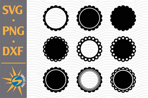 scallop circle svg png dxf digital files include  svgstoreshop