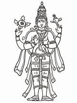 Vishnu Drawing Coloring Pages Gods Sketch Drawings Hindu Ekadashi Hinduism Lord Para Colouring God Temple Outline Colorear Dioses Indira Shiva sketch template