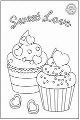 Coloring Pages Cute Valentine Cupcake Cupcakes Valentines Kids Fun Pencils Grab Sweet Just So sketch template