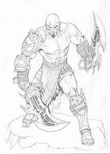 Kratos Rubusthebarbarian Pencils Desenhos Espadas Bygu sketch template