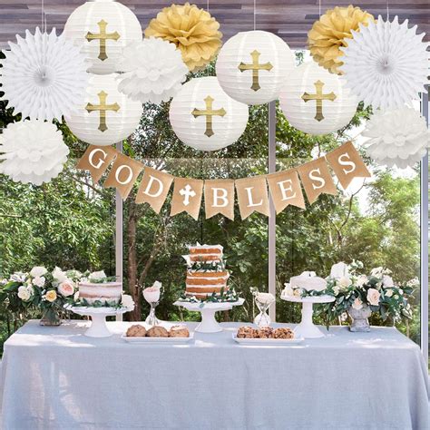 baptism party decorations white  gold  holy communion