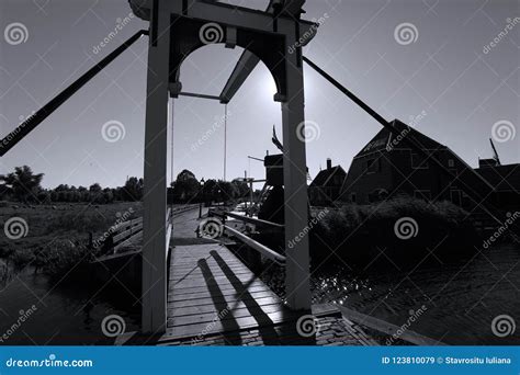 aalsmeer bridge  water mannual action netherlands editorial stock image image  city