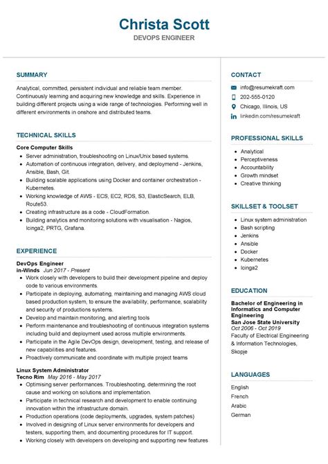 devops engineer resume sample   resumekraft