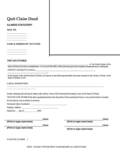 quit claim deed forms templates templatelab