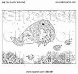 Reef Cuttlefish Lineart Illustration Over Royalty Clipart Vector Bannykh Alex Clip sketch template