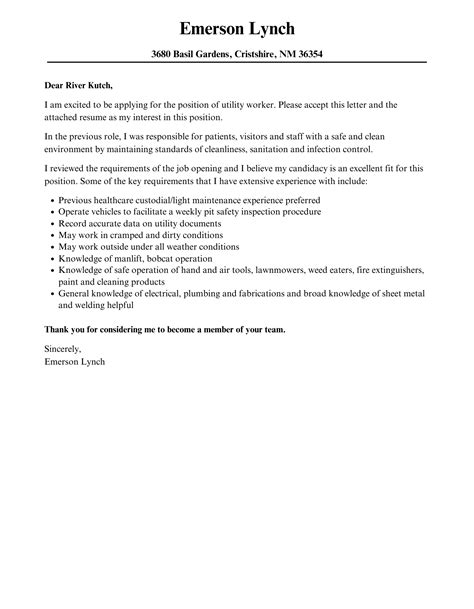 utility worker cover letter velvet jobs