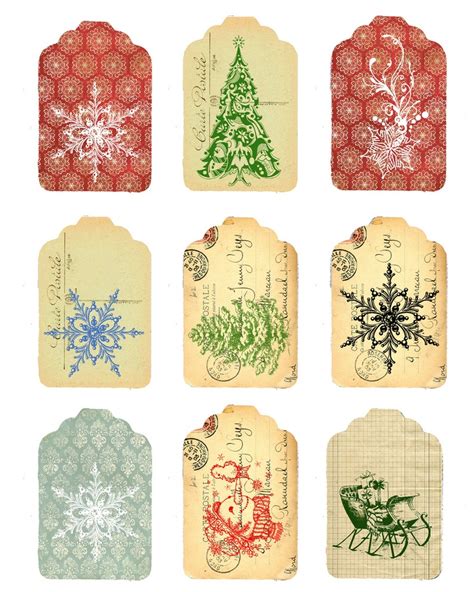 vintage christmas printable gift tags     printablee