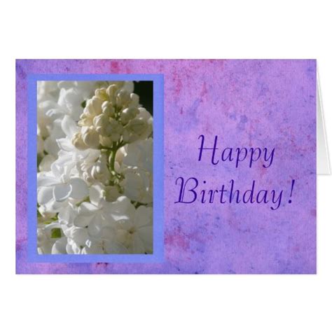 happy birthday white lilac template flower card zazzle