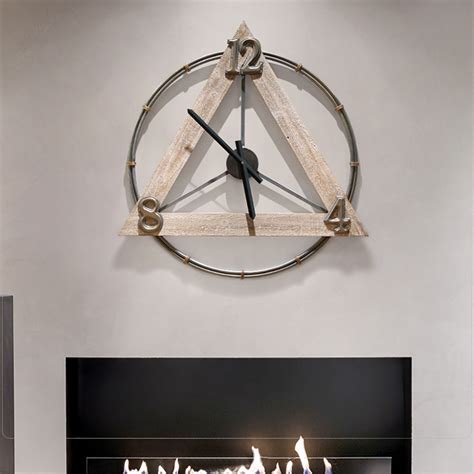 homarycom  retro large wall clock  triangle wood metal