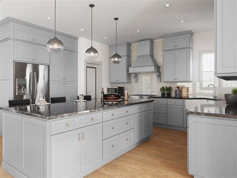 dove grey kitchen cabinets  white worktop grey hampton bay shaker