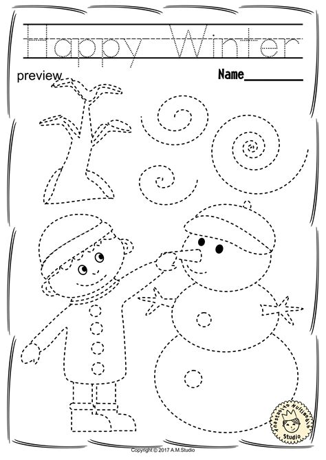 winter trace  color pages print  digital christmas worksheets