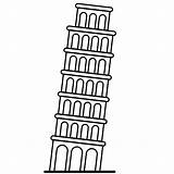 Pisa Tower Leaning Italy Coloring Drawing Clipart Landmark Icon Eiffel London Sketch Color Landmarks Wonder Travel Pages Line Pis sketch template