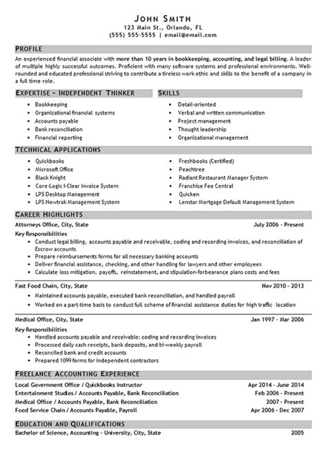 bookkeeping resume  accounting finance