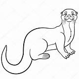 Otter Coloring Pages Cute Drawing Outline Sea River Getdrawings Little Stock sketch template