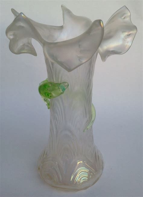 victorian iridescent glass vase with applied salamander collectors weekly