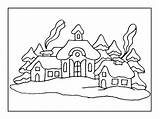 Coloring Winter Pages Landscape Nature sketch template
