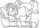 Garfield Coloring Sleeping Sofa Pages Printable Coloringpages101 Getcolorings sketch template