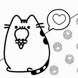 Pusheen Coloring Pages Lazy Eating Could Books Also Ice Cream sketch template
