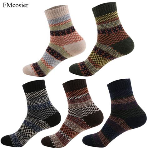 5 pairs winter men thick socks wool cashmere warm thermal