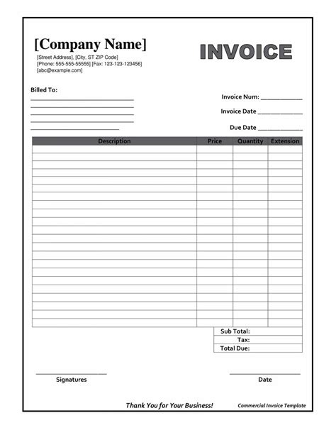 quickbooks invoice templates   template copy   blank
