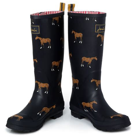 joules navy  welly horse print womens navy wellington boots wellies size