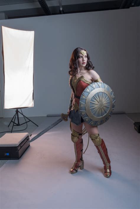 a photo shoot with wonder woman