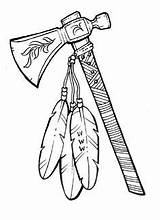 Native Tomahawk Weapon Totem Scouting sketch template