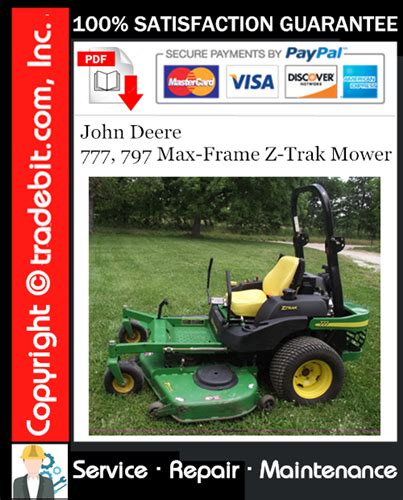 john deere   max frame  trak mower service repair manual  tradebit