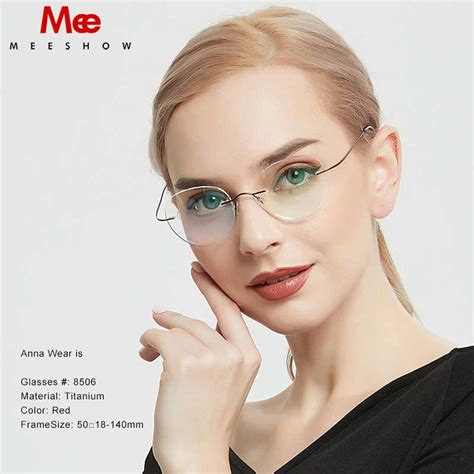 meeshow titanium prescription glasses women glassles frame rimless